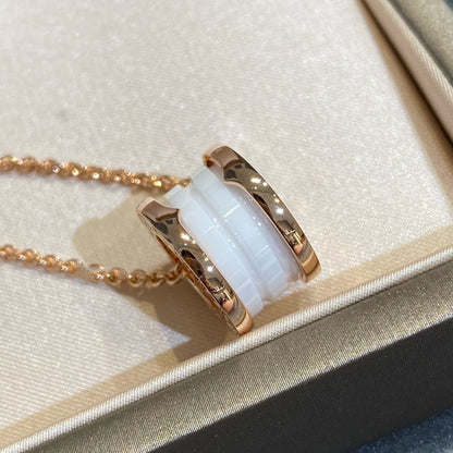 [Agudo Jewelry]ZERO 1 WHITE CERAMIC PINK GOLD NECKLACE