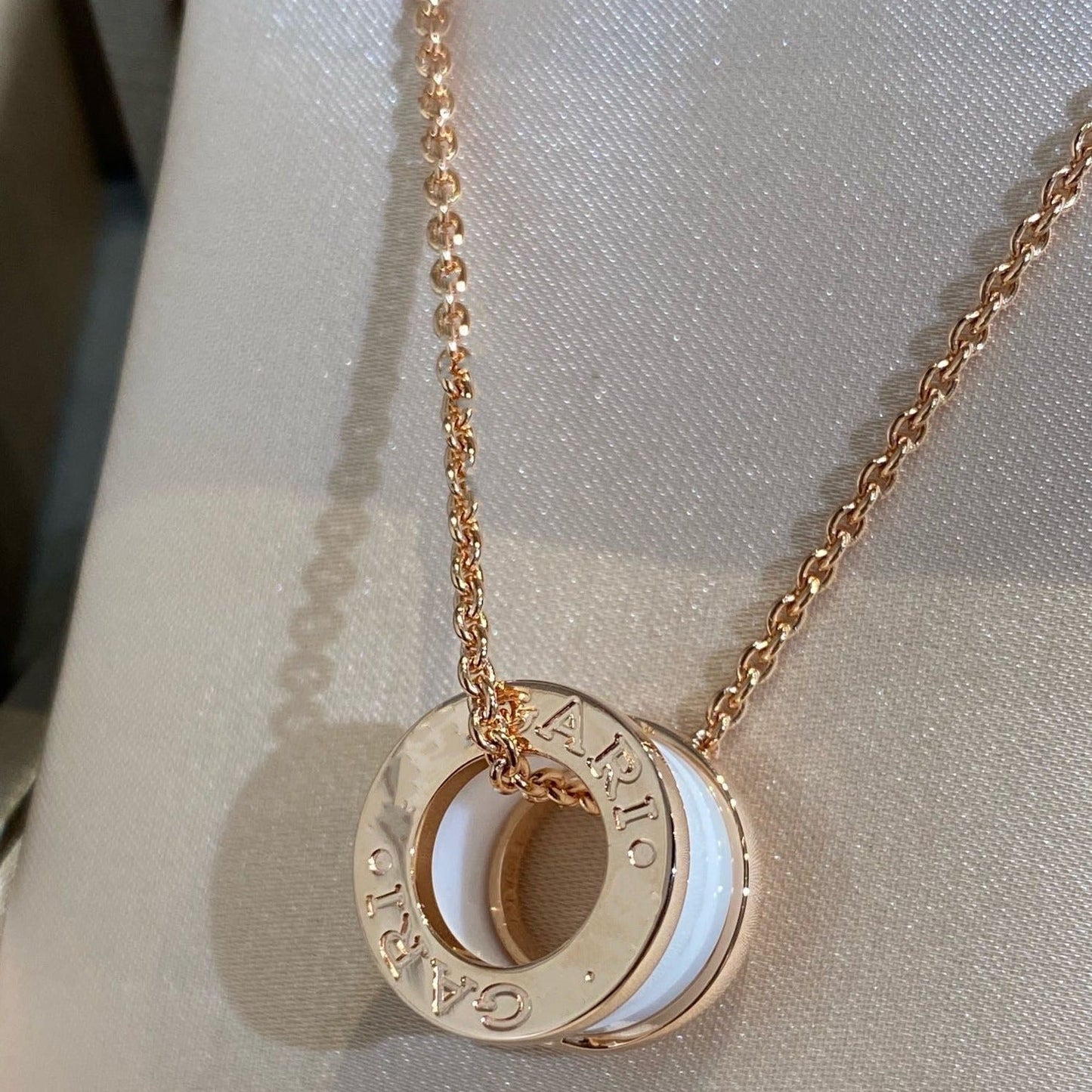 [Agudo Jewelry]ZERO 1 WHITE CERAMIC PINK GOLD NECKLACE