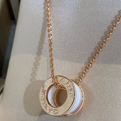 [Agudo Jewelry]ZERO 1 WHITE CERAMIC PINK GOLD NECKLACE