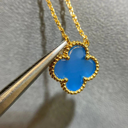 [Agudo Jewelry]CLOVER 15MM BLUE AGATE NECKLACE