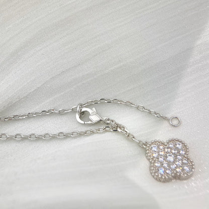 [Agudo Jewelry]CLOVER 5 MOTIFS SILVER DIAMONDS NECKLACE