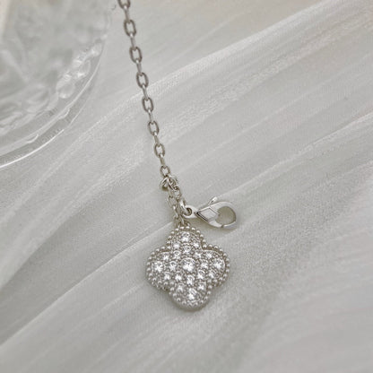 [Agudo Jewelry]CLOVER 5 MOTIFS SILVER DIAMONDS NECKLACE