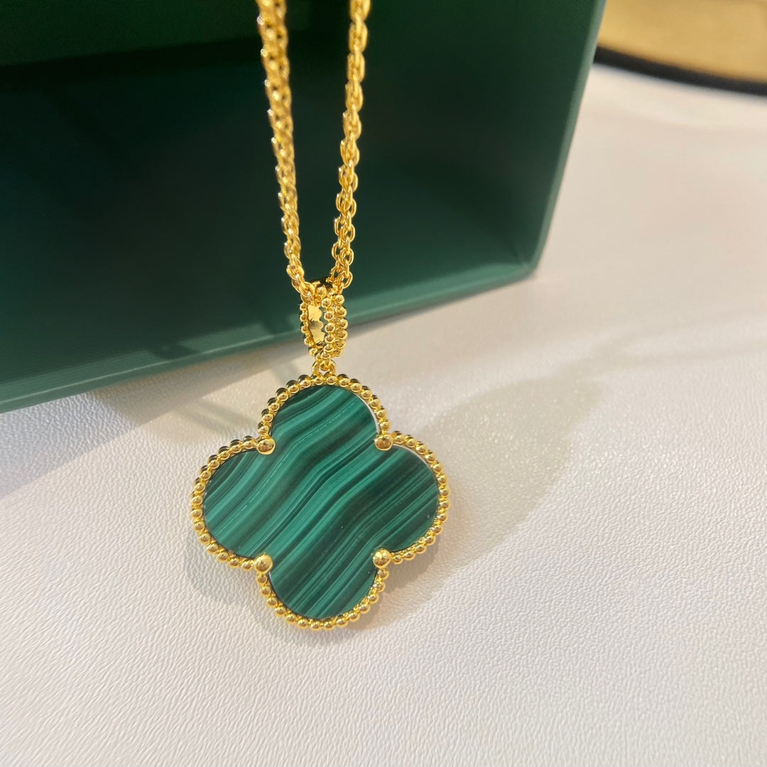 [Agudo Jewelry]CLOVER 25MM MALACHITE GOLD NECKLACE