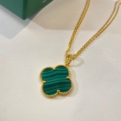 [Agudo Jewelry]CLOVER 25MM MALACHITE GOLD NECKLACE