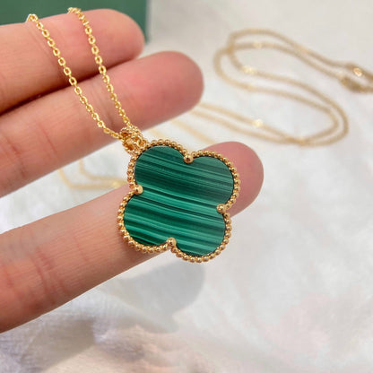 [Agudo Jewelry]CLOVER 25MM MALACHITE GOLD NECKLACE