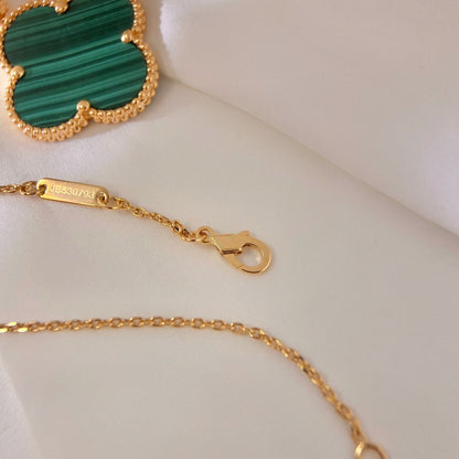 [Agudo Jewelry]CLOVER 25MM MALACHITE GOLD NECKLACE