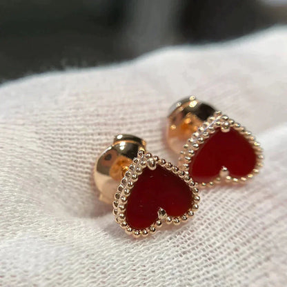 [Agudo Jewelry]HEART CARNELIAN STUD EARRINGS