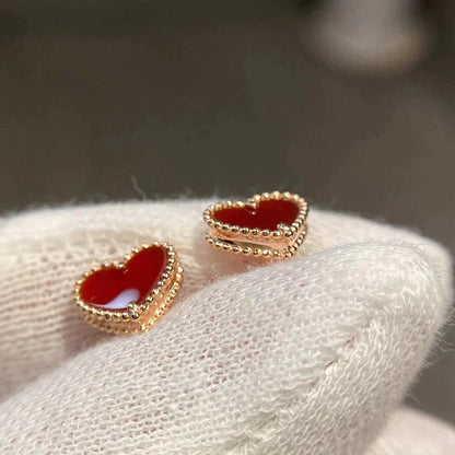 [Agudo Jewelry]HEART CARNELIAN STUD EARRINGS