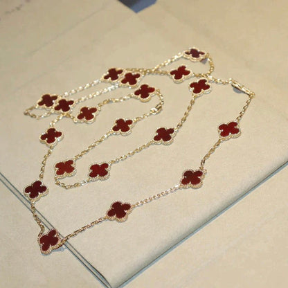 [Agudo Jewelry]CLOVER 20 MOTIFS CARNELIAN NECKLACE