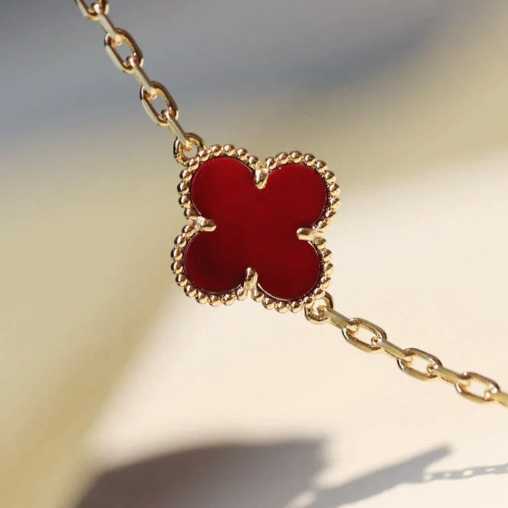 [Agudo Jewelry]CLOVER 20 MOTIFS CARNELIAN NECKLACE