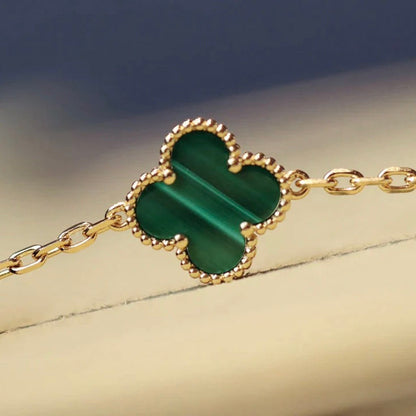 [Agudo Jewelry]CLOVER 20 MOTIFS MALACHITE DIAMOND NECKLACE