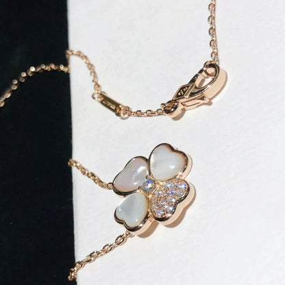 [Agudo Jewelry]CLOVER MOP DIAMOND ROSE GOLD NECKLACE