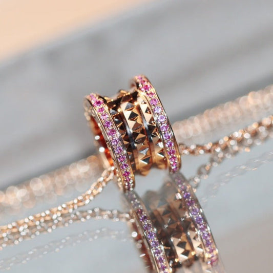 [Agudo Jewelry]ZERO 1 ROCK PINK GOLD PINK DIAMOND NECKLACE