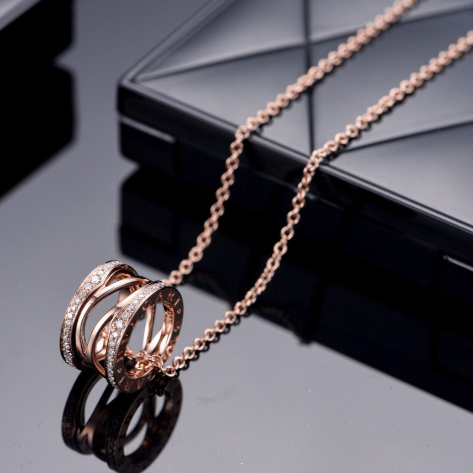 [Agudo Jewelry]ZERO 1 PINK GOLD DIAMOND OPEN NECKLACE