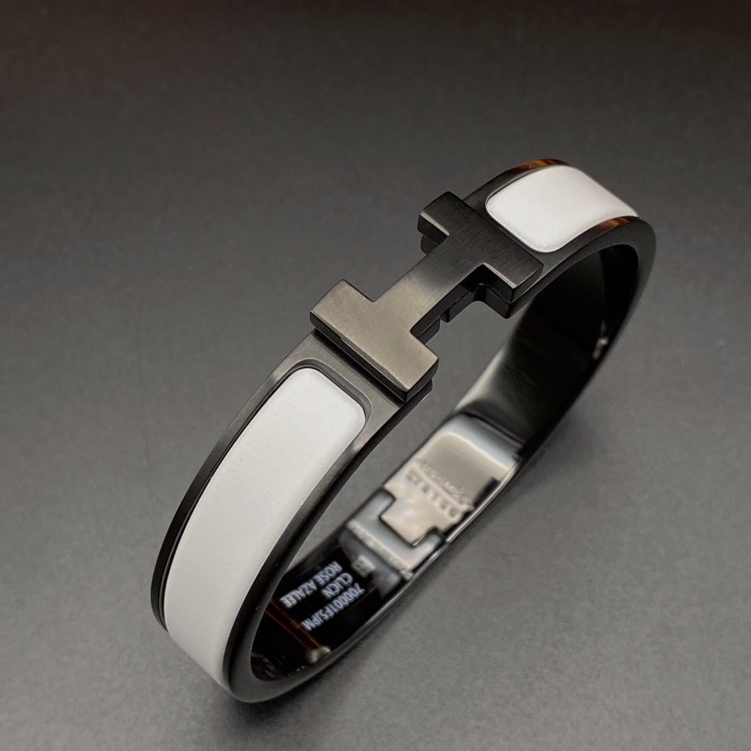 [Agudo Jewelry]H BRACELET 12MM BLACK WHITE CERAMIC