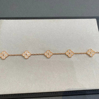 [Agudo Jewelry]CLOVER 5 MOTIFS  FULL DIAMOND BRACELET