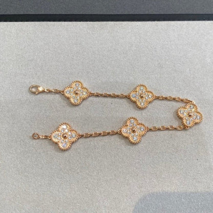 [Agudo Jewelry]CLOVER 5 MOTIFS  FULL DIAMOND BRACELET