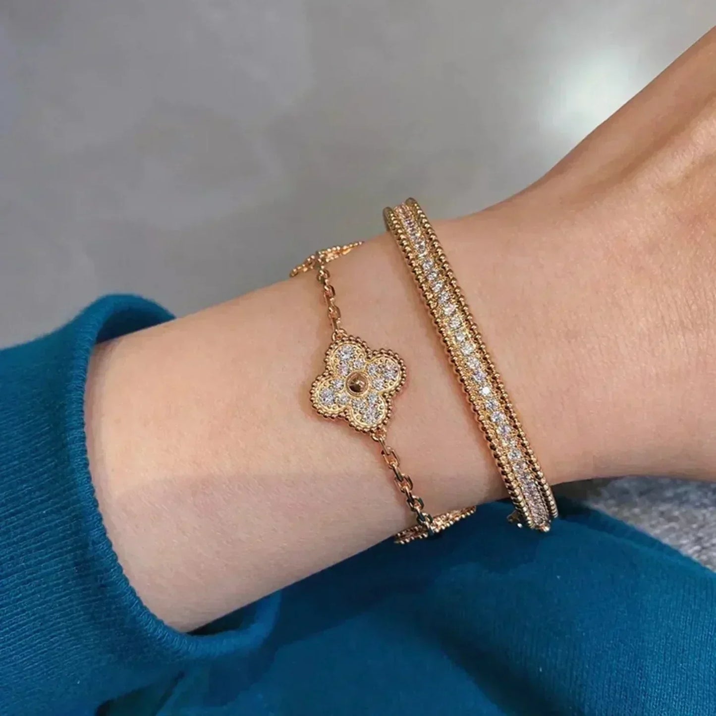 [Agudo Jewelry]CLOVER 5 MOTIFS  FULL DIAMOND BRACELET