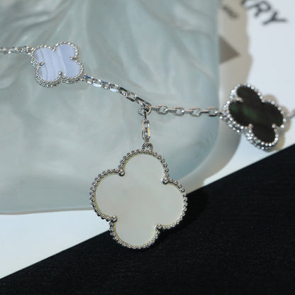 [Agudo Jewelry]CLOVER BRACELET 5 MOTIFS MOP CHALCEDONY SILVER