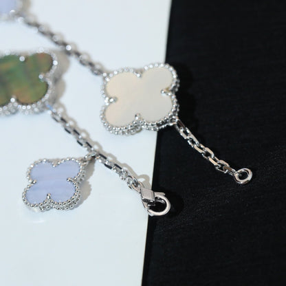 [Agudo Jewelry]CLOVER BRACELET 5 MOTIFS MOP CHALCEDONY SILVER