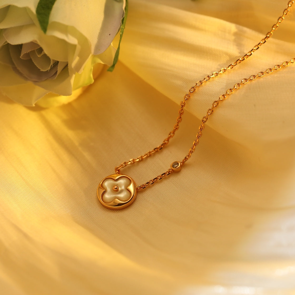 [Agudo Jewelry]SUN PEDANT PINK GOLD 1 DIAMOND NECKLACE