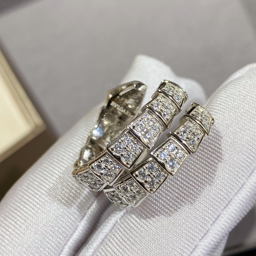 [Agudo  Jewelry]SERPENTI DOUBLE RING SILVER DIAMOND PAVED