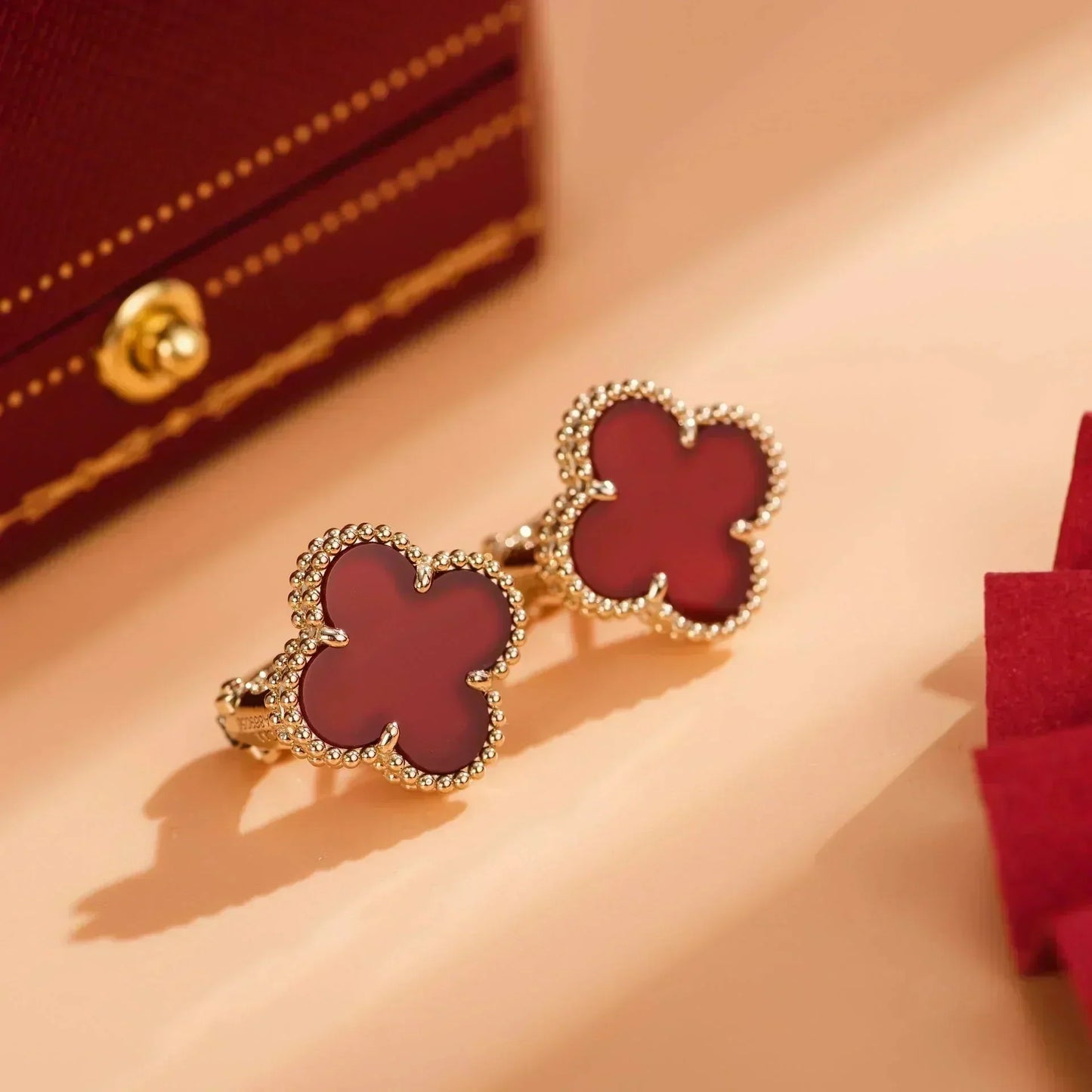 [Agudo Jewelry]CLOVER MEDIUM 1 MOTIFS CARNELIAN  EARRINGS