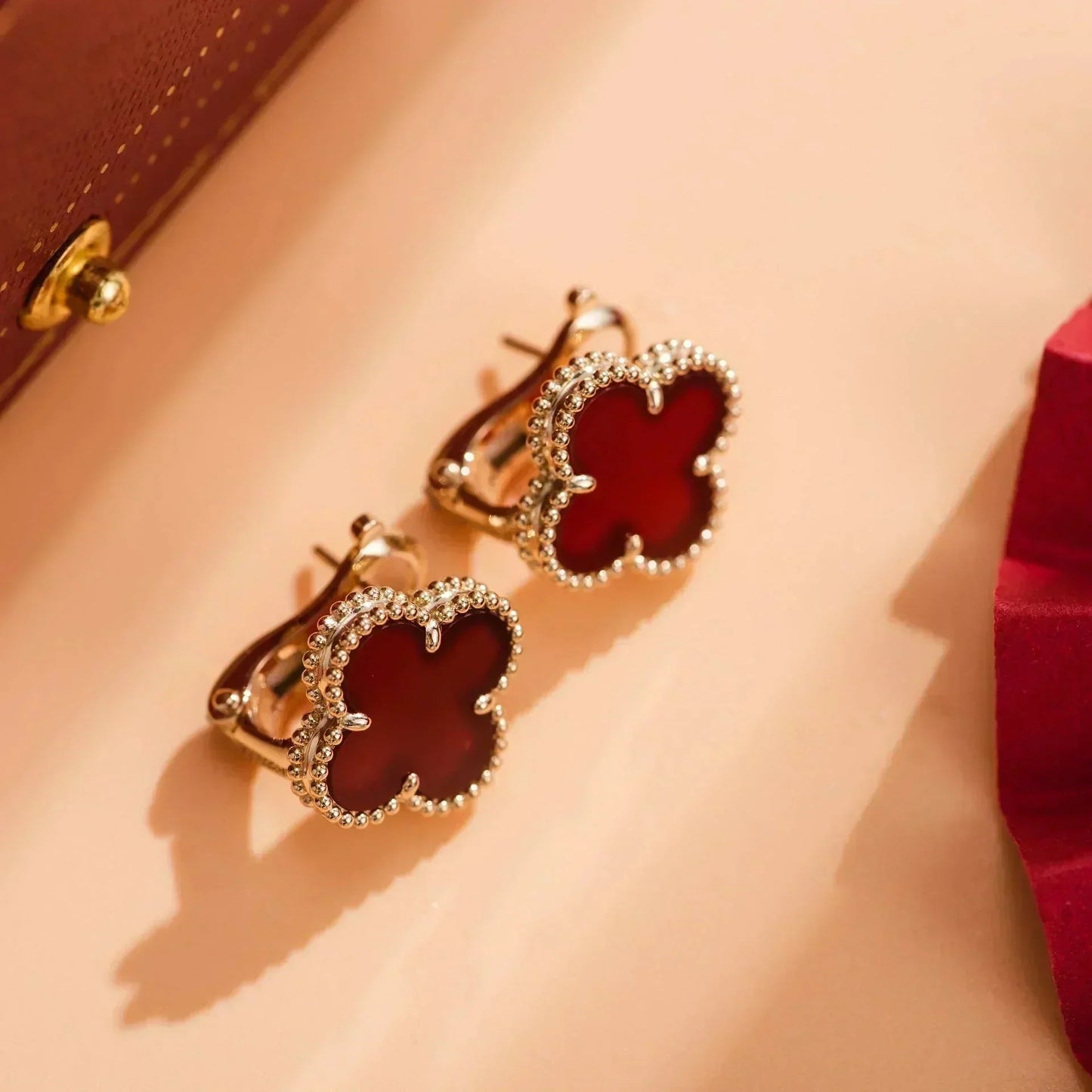 [Agudo Jewelry]CLOVER MEDIUM 1 MOTIFS CARNELIAN  EARRINGS