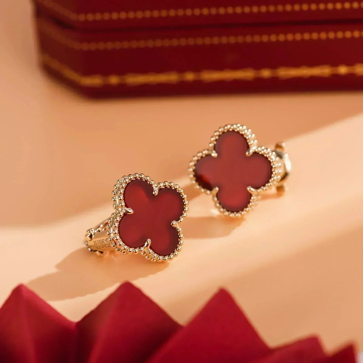 [Agudo Jewelry]CLOVER MEDIUM 1 MOTIFS CARNELIAN  EARRINGS