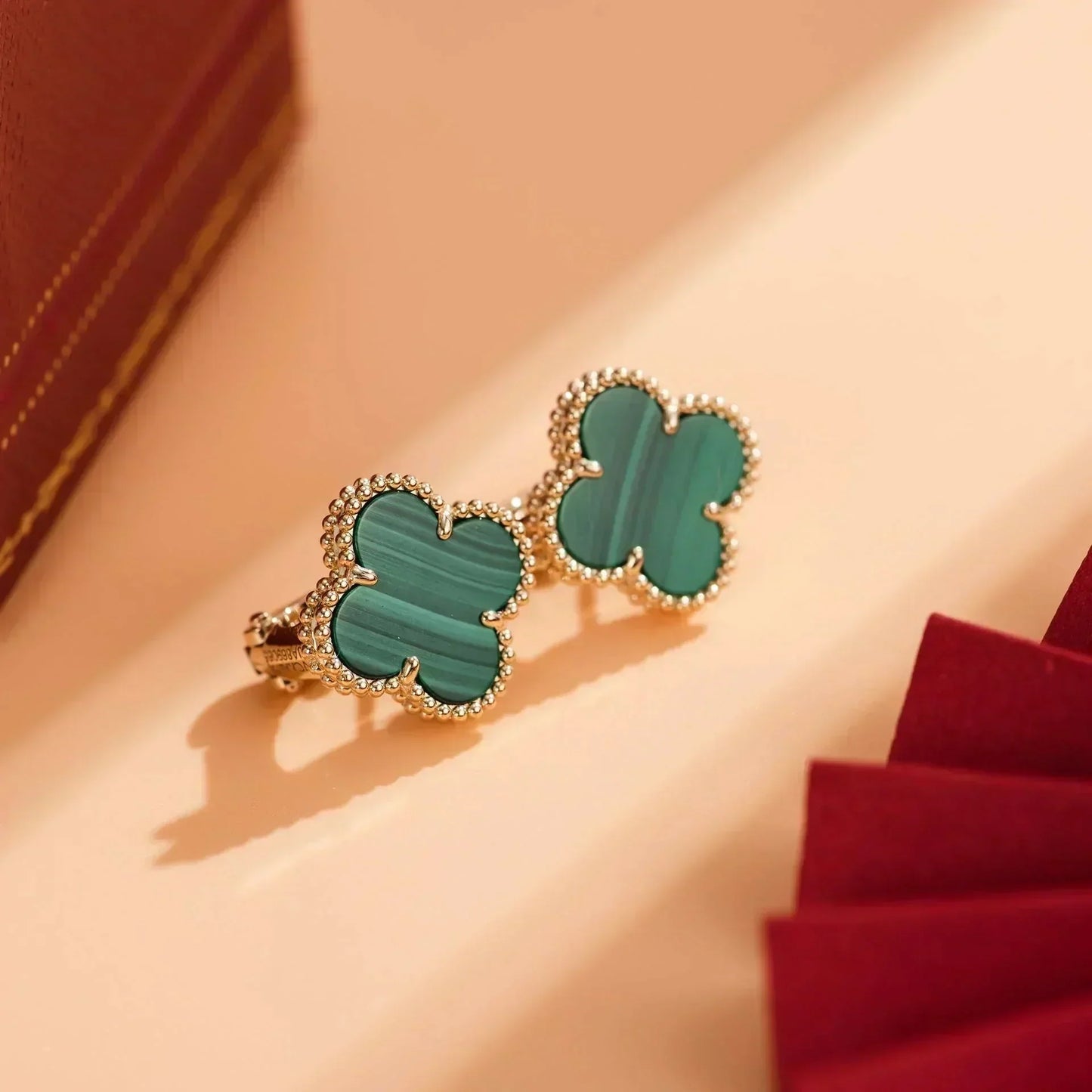 [Agudo Jewelry]CLOVER MEDIUM 1 MOTIFS MALACHITE  EARRINGS