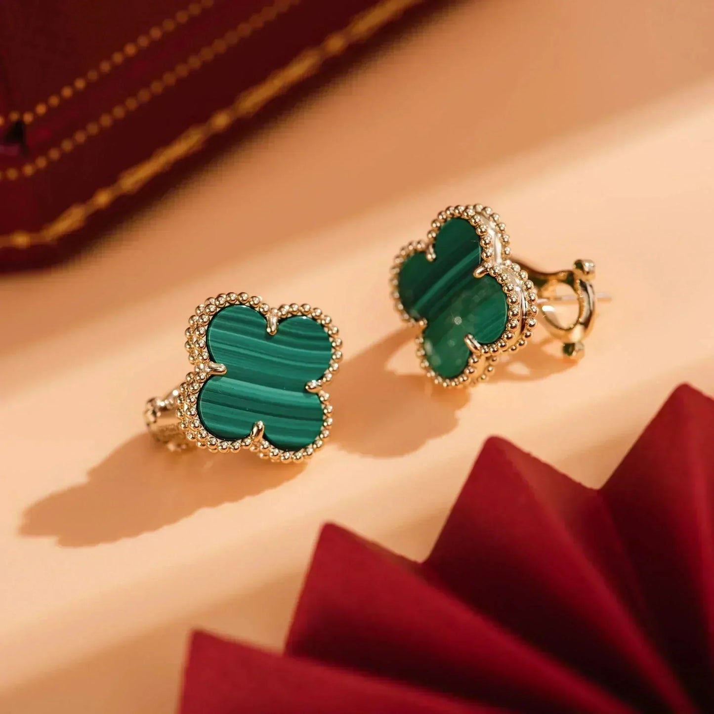 [Agudo Jewelry]CLOVER MEDIUM 1 MOTIFS MALACHITE  EARRINGS