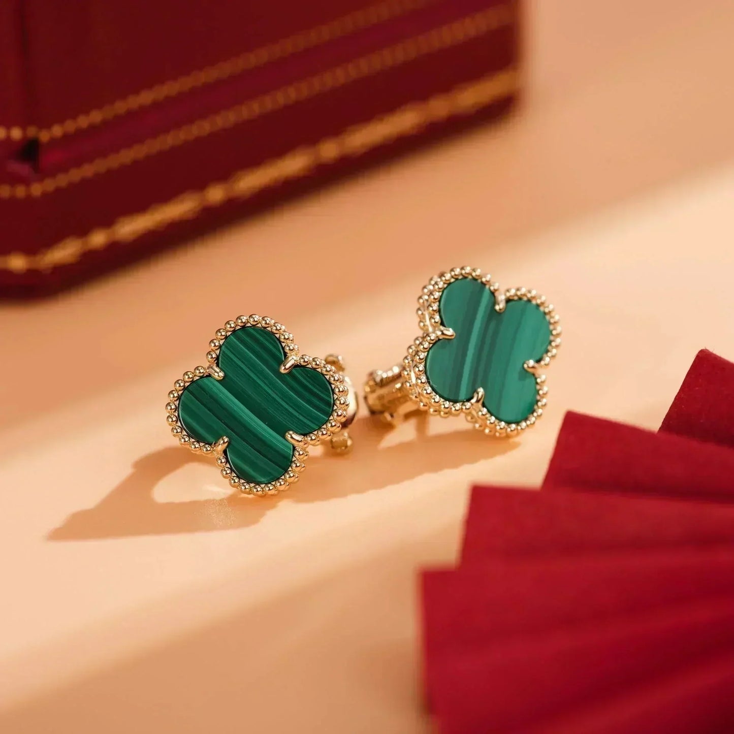 [Agudo Jewelry]CLOVER MEDIUM 1 MOTIFS MALACHITE  EARRINGS