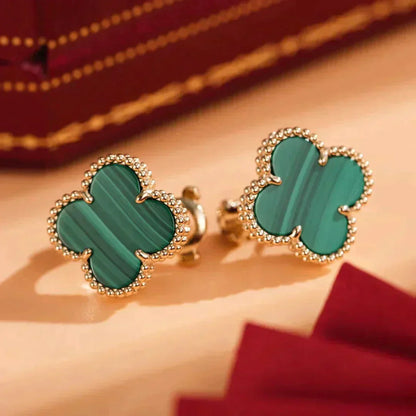 [Agudo Jewelry]CLOVER MEDIUM 1 MOTIFS MALACHITE  EARRINGS