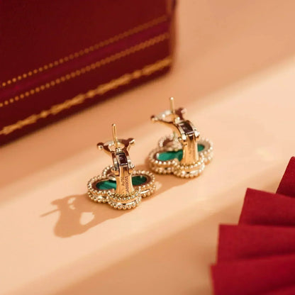 [Agudo Jewelry]CLOVER MEDIUM 1 MOTIFS MALACHITE  EARRINGS