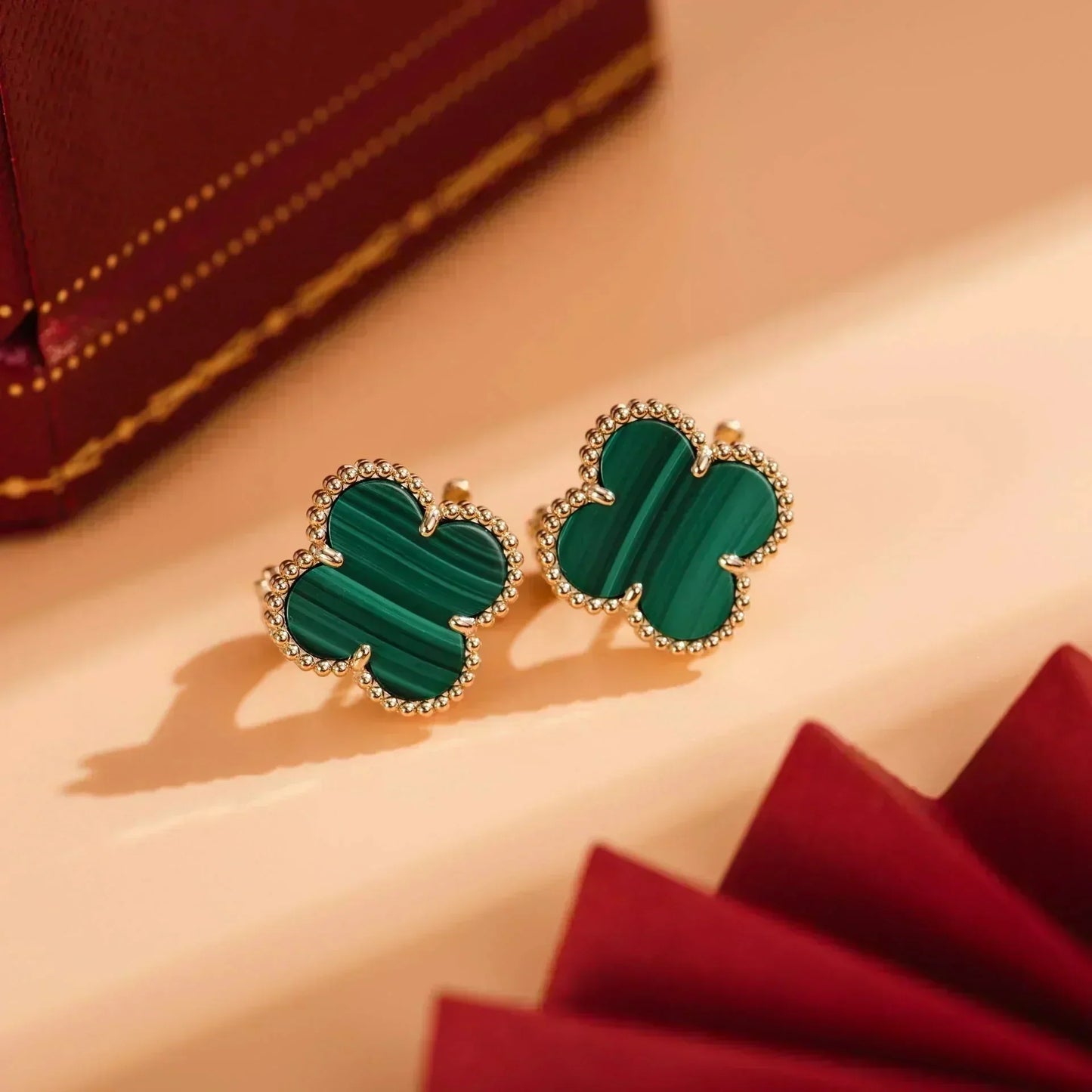 [Agudo Jewelry]CLOVER MEDIUM 1 MOTIFS MALACHITE  EARRINGS