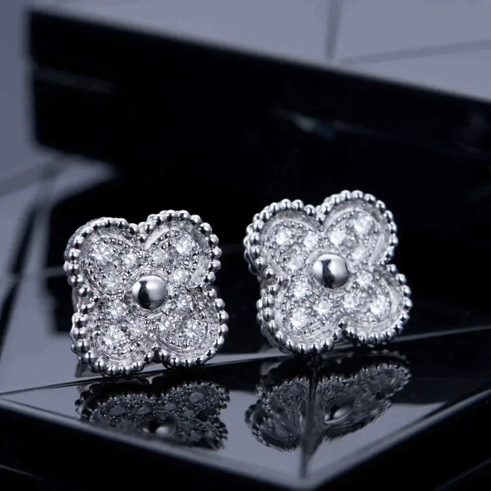 [Agudo Jewelry]CLOVER 1 MOTIFS DIAMOND STUD EARRINGS SILVER