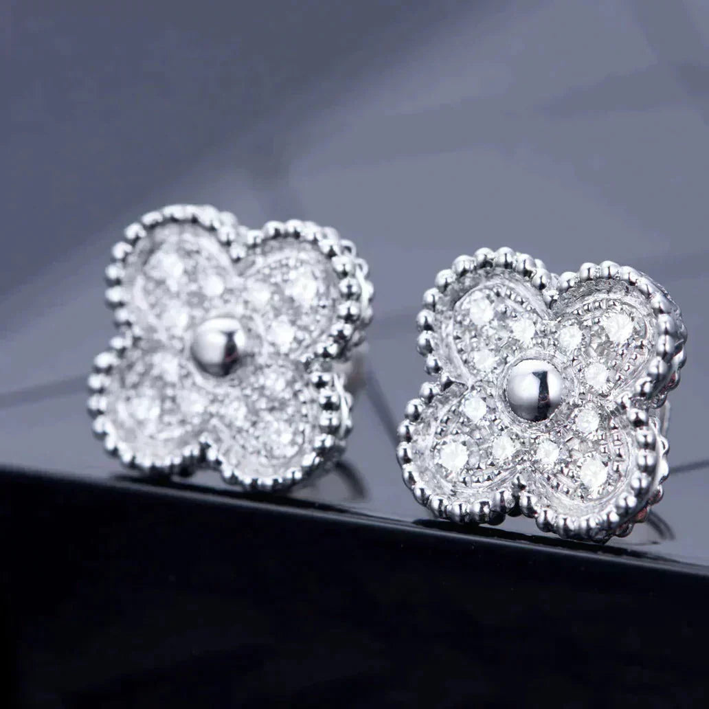 [Agudo Jewelry]CLOVER 1 MOTIFS DIAMOND STUD EARRINGS SILVER