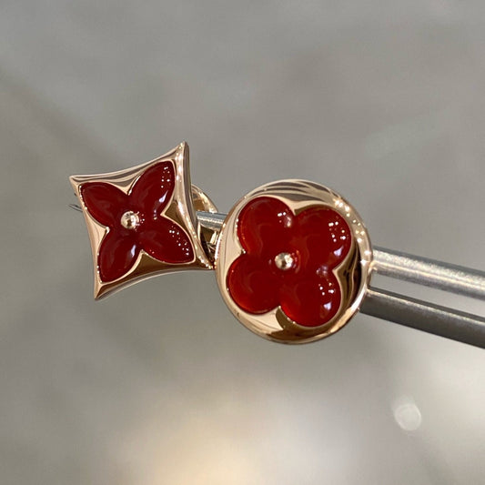 [Agudo Jewelry]STAR AND SUN PINK GOLD CARNELIAN STUD EARRINGS