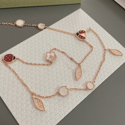 [Agudo Jewelry]LUCKY SPRING 15 MOTIFS ROSE GOLD NECKLACE