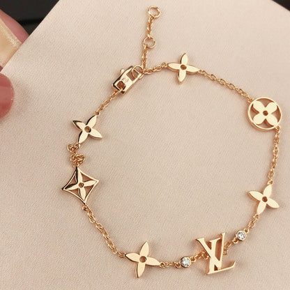 [Agudo Jewelry]STAR AND SUN 7 MOTIFS GOLD BRACELET