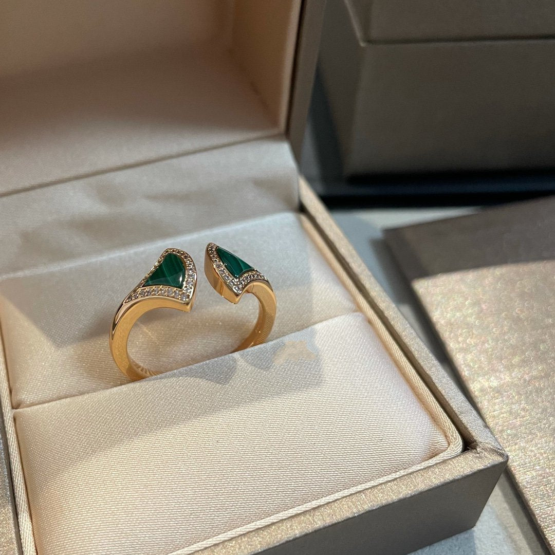 [Agudo  Jewelry]DREAM MALACHITE DIAMOND OPEN RING