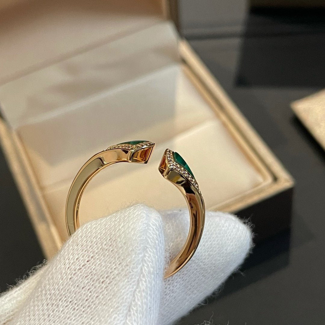 [Agudo  Jewelry]DREAM MALACHITE DIAMOND OPEN RING