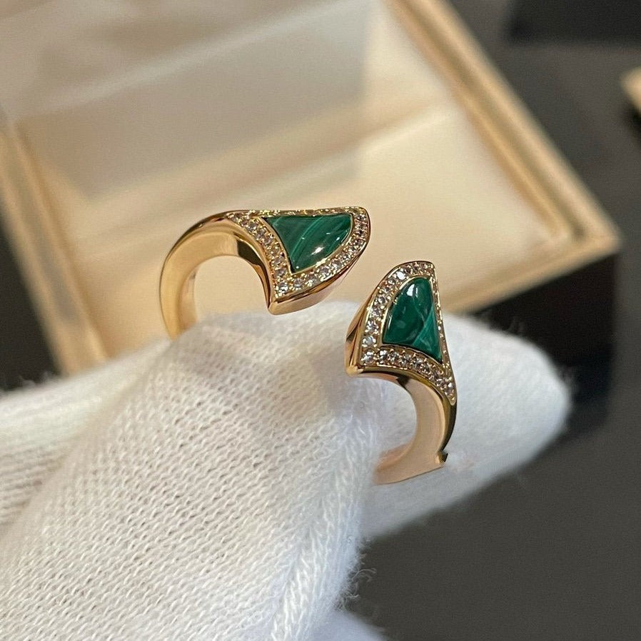 [Agudo  Jewelry]DREAM MALACHITE DIAMOND OPEN RING