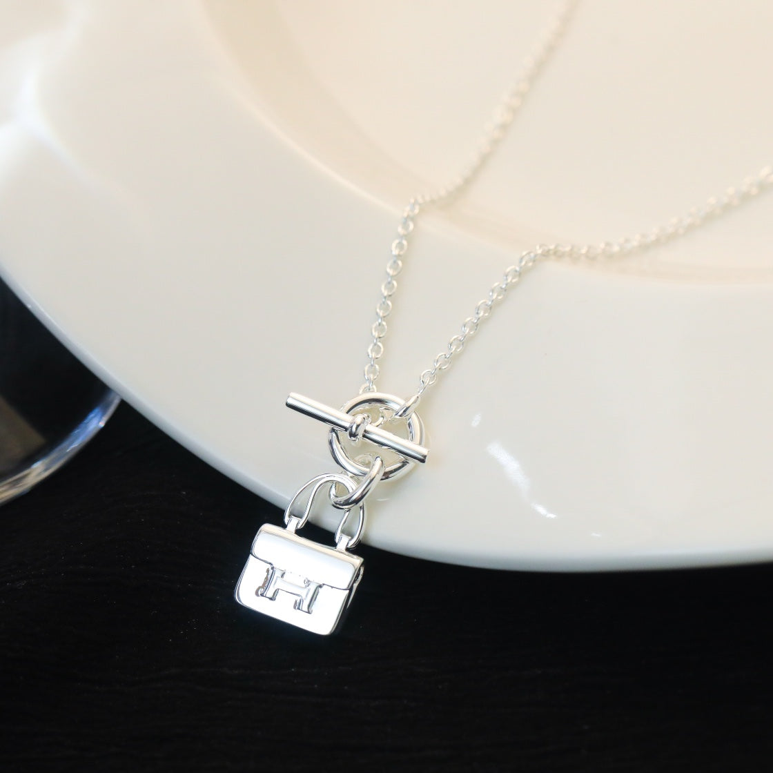 [Agudo Jewelry]POP H PEDANT SILVER NECKLACE