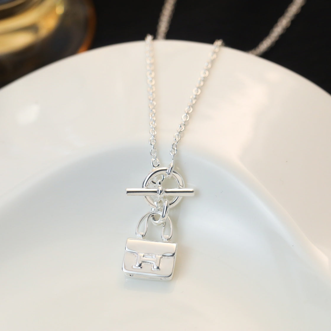 [Agudo Jewelry]POP H PEDANT SILVER NECKLACE