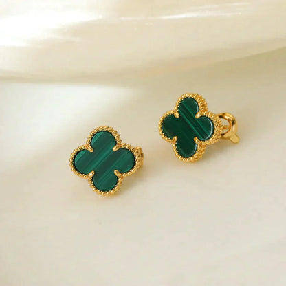 [Agudo Jewelry]CLOVER MEDIUM 1 MOTIFS MALACHITE  EARRINGS