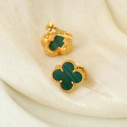 [Agudo Jewelry]CLOVER MEDIUM 1 MOTIFS MALACHITE  EARRINGS