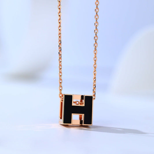 [Agudo Jewelry]H CAGE PINK GOLD NECKLACE