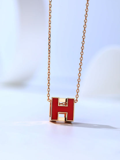 [Agudo Jewelry]H CAGE PINK GOLD NECKLACE