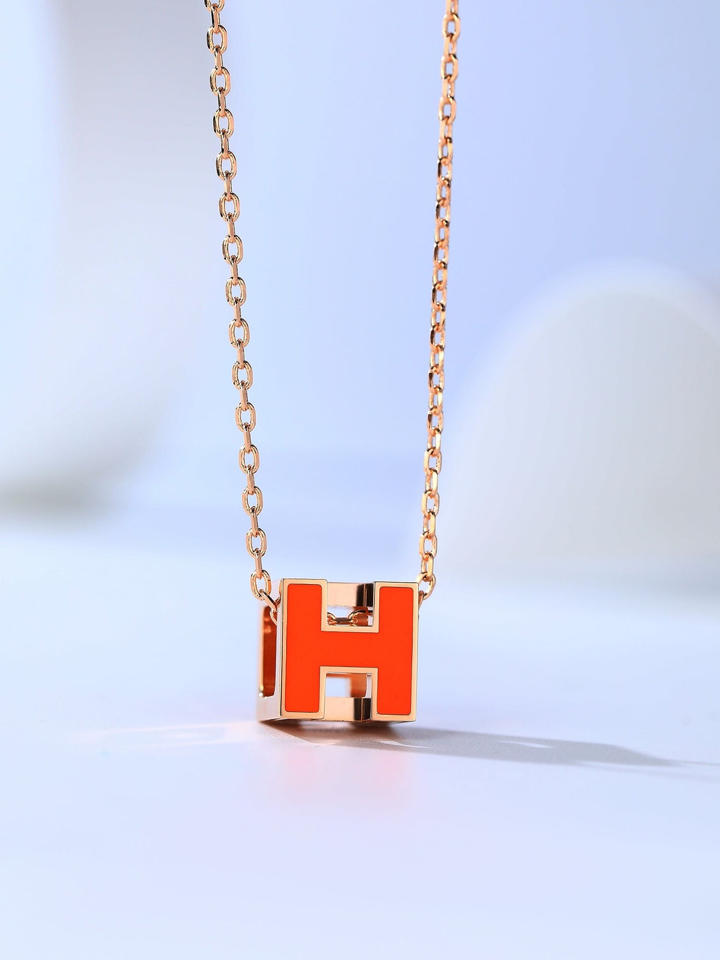 [Agudo Jewelry]H CAGE PINK GOLD NECKLACE